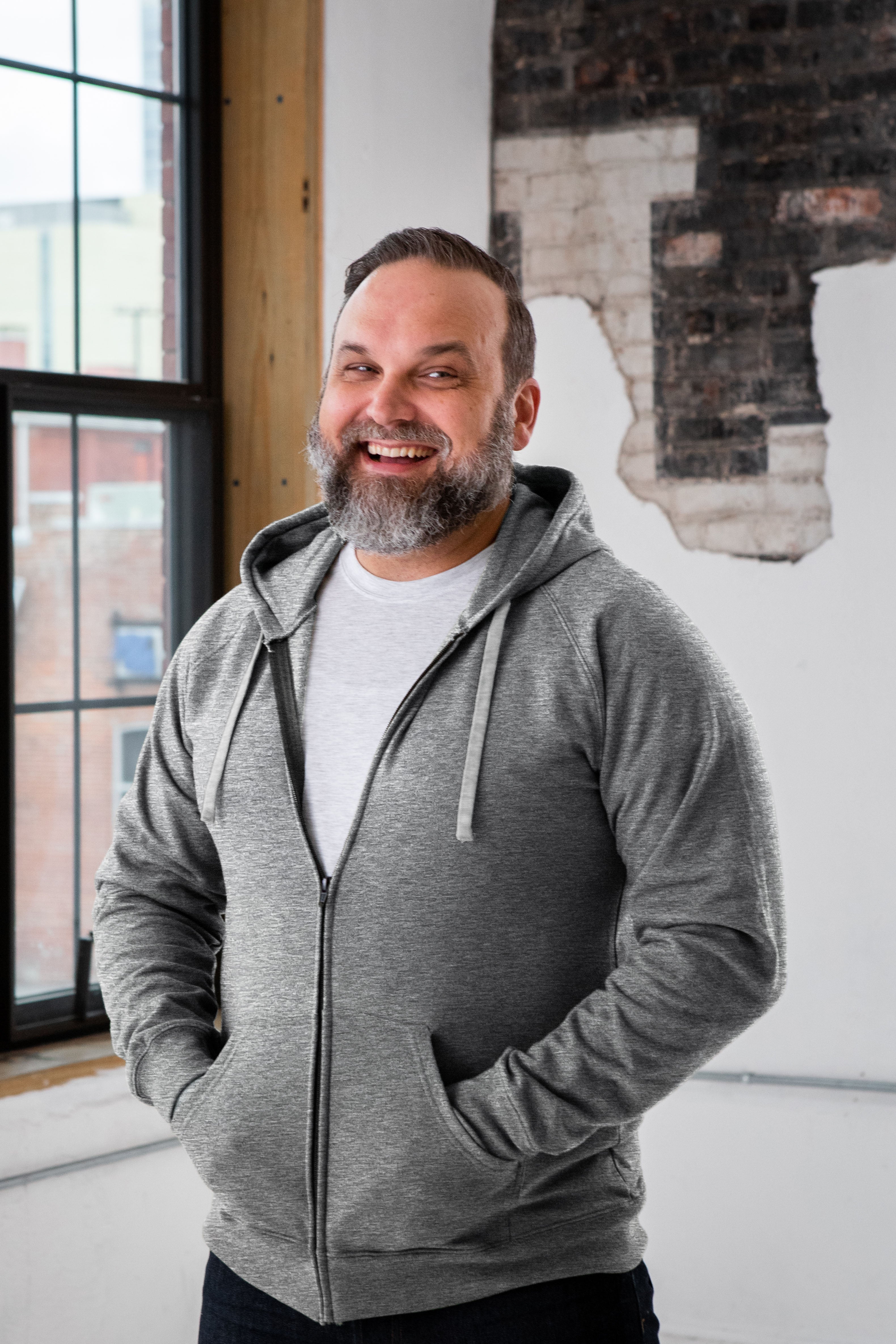 Unisex Heathered Full Zip Hood